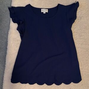 NWOT - Navy Scallop Sleeve Top